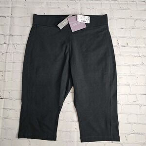 NEW Christopher & Banks‎ PM Petite Medium Pull On Cropped Leggings Pockets Black